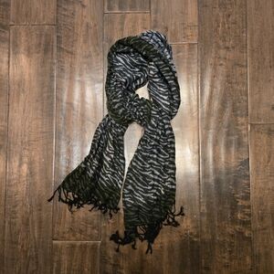 Zebra Print Black and White with Green Scarve